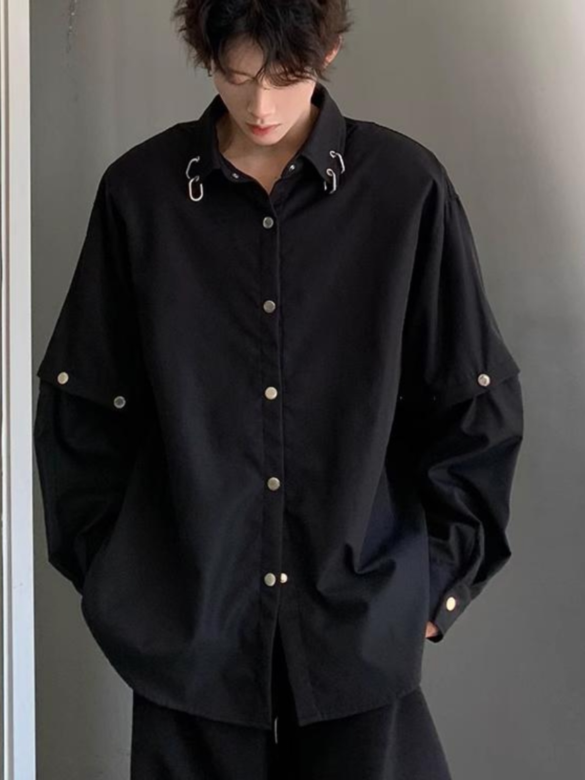 Black Long Sleeve Collared Men - Streetwear Brand Model incelemesi ve fiyatı
