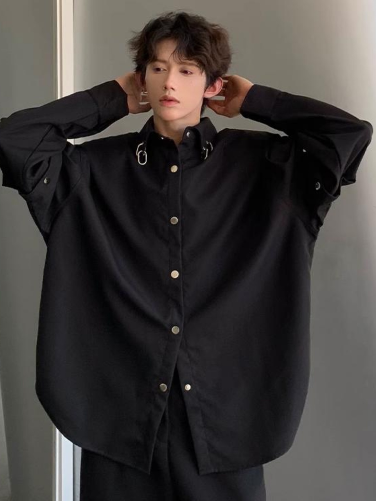 Black Long Sleeve Collared Men - Streetwear Brand Model incelemesi ve fiyatı