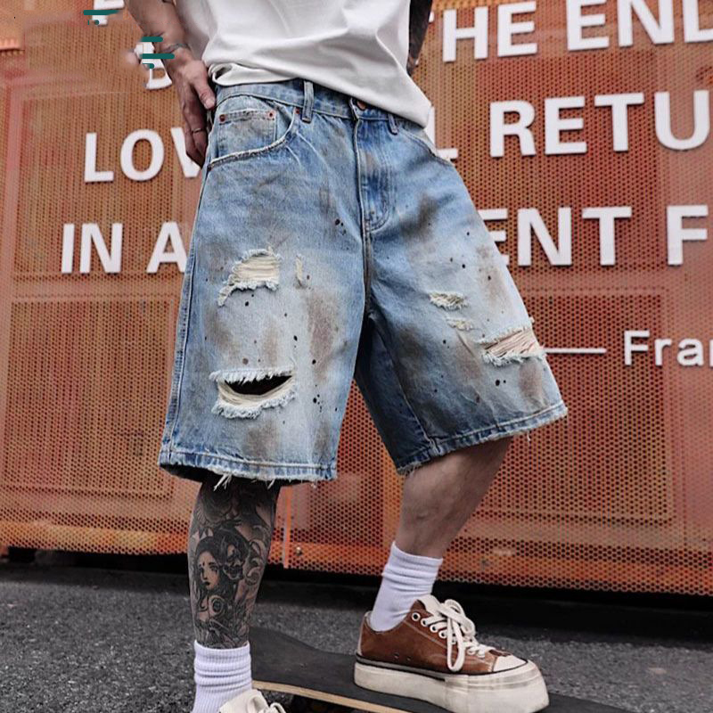 KIDWHXR Men's Denim Short Scon - Streetwear Brand Pants incelemesi ve fiyatı