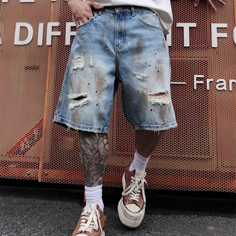 KIDWHXR Men's Denim Short Scon - Streetwear Brand Pants incelemesi ve fiyatı